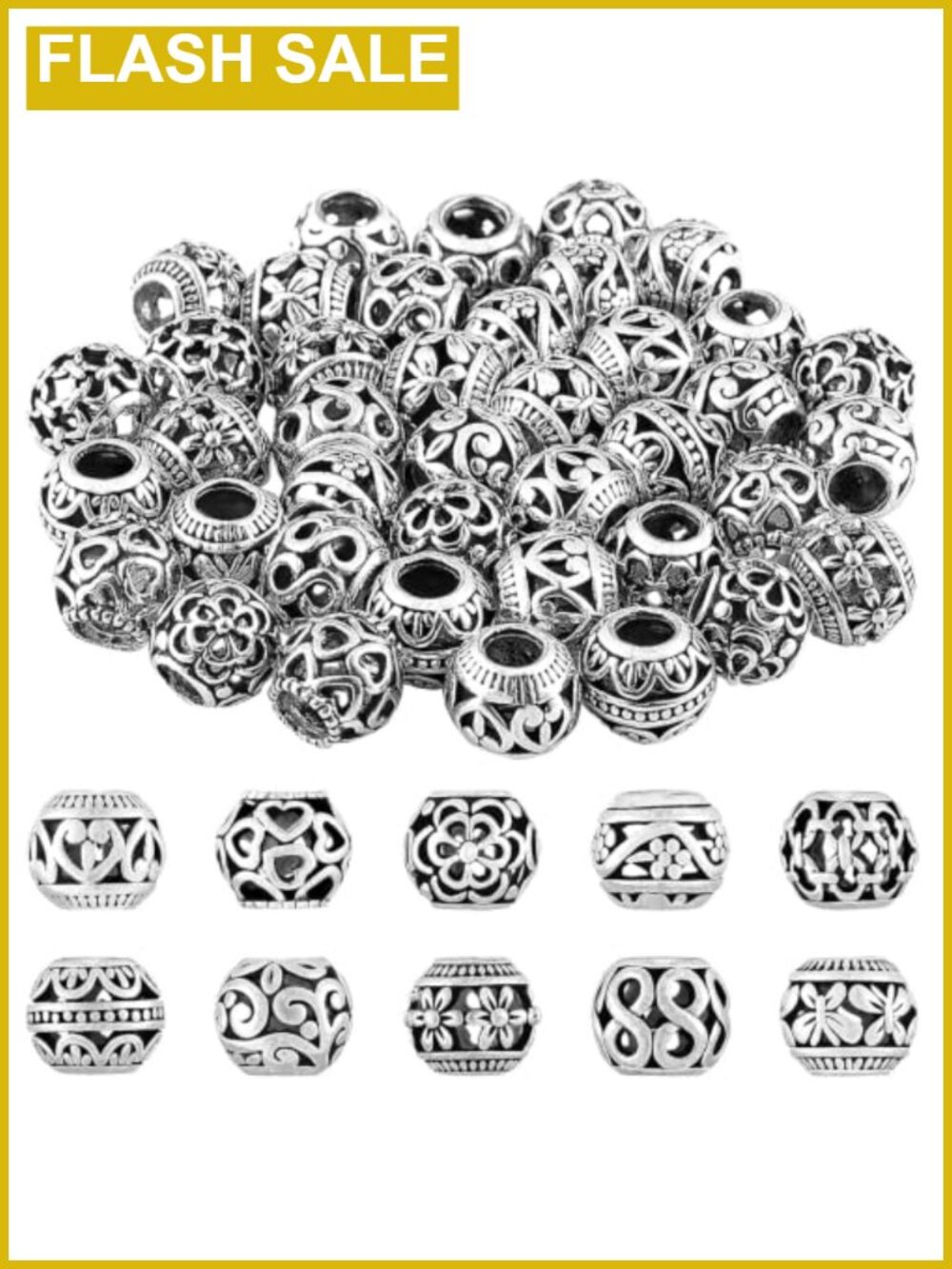 40pc Silver Spacer Beads for Jewelry Making DIY Craft Supplies